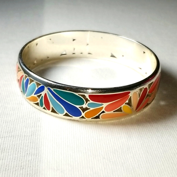 Brighton Jewelry - Brighton "WATER GARDEN Enamel Floral Cuff Bracelet